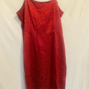 Red Off the Shoulder Sheath Midi Dress